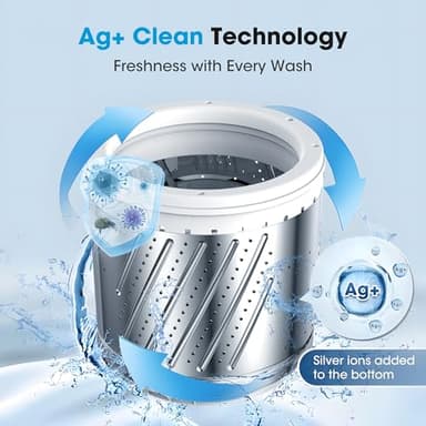 Portable Washing Machine - Compact Home Laundry Washer for Apartment,1.5 Cu.ft,8 Wash programs,10 Water Level, Small Clothes Washer with Drain Pump for Bathroom, Dorms,RVs,White - Image 3