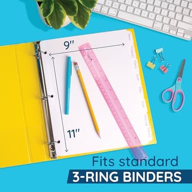 Blue Summit 3 Ring Binder Dividers with Tabs, Reinforced Edge, 1/8 Cut, Letter Size, 8 Tab Dividers for 3 Ring Binder Bulk, White, 12 Sets, 96 Pack - Image 5