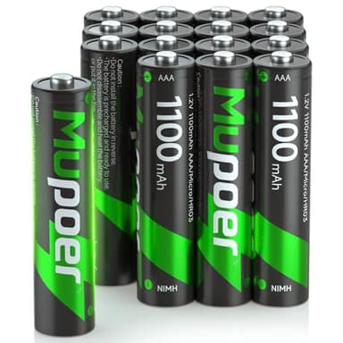 Rechargeable AAA Batteries 16 Pack,AAA Rechargeable Battery 1100mAh NiMH,1.2V Triple A Battery,Solar Battery High Capacity Low Self Discharge Pilas Recargables,3A Batteries for Remote Cordless Phone - Image 1