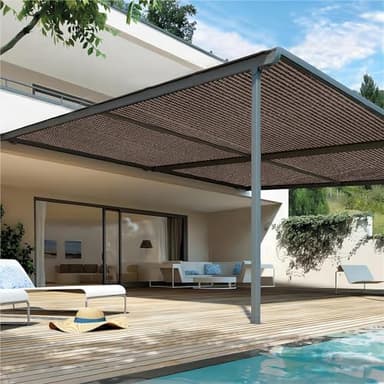 Shatex 90% Sun Shades for Patios 10x 20ft Shade Fabric Sun Shade Cloth Taped Edge with Grommets Sun-Block Mesh Shade for Pergola Cover Canopy Mocha, 12 Bungee Balls - Image 7