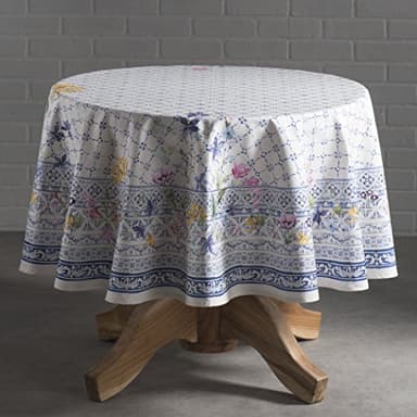 Maison d' Hermine Table Cloth Round Table 100% Cotton 63 Inches Tablecloth Reusable Decorative Everyday Use for Dining Room, Farmhouse, Home, Party, Festive & Wedding Spring Summer - Faience - Image 9