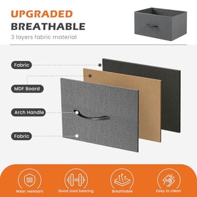 Sweetcrispy Nightstand Small Bedroom Dresser with 4 Fabric Drawers,Bed Side Furniture End Table, Wooden Top Cabinet Night Stand Dresser for Closet, Entryway, Dorm, Grey - Image 6