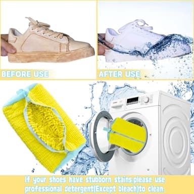 2PCS Shoe Washing Machine Bgs,Laundry Shoe Bags for Washer and Dryer, Reusable and Durable Zipper Sneaker Shoe Washing Bag, Tennis Shoe Cleaning Bag for All Shoe Types (Yellow) - Image 5
