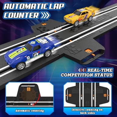 Slot Car Race Track Sets for Boys, Race Car Track with 2 High-Speed Slot Cars, Battery or Electric Car Track, Dual Racing Game Lap Counter Track Sets, Toys Gifts for Boys Girls Ages 4 5 6 7 8-12 - Image 3