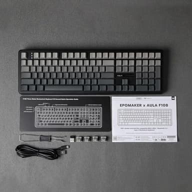 EPOMAKER Aula F108 Wireless Gaming Keyboard, Full Size Mechanical Keyboard with 4000mAh Battery, 108 Hot-Swappable and Programmable Keys, RGB Backlight, for Mac/PC/Android (Black Gradient) - Image 8