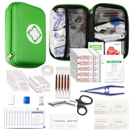 276 Car First Aid Kit for Business, Portable First Aid Kits Travel Szie Emergency Essentials Supplies for Outdoor Activities Skating Boating, Green AMORNING - Image 1