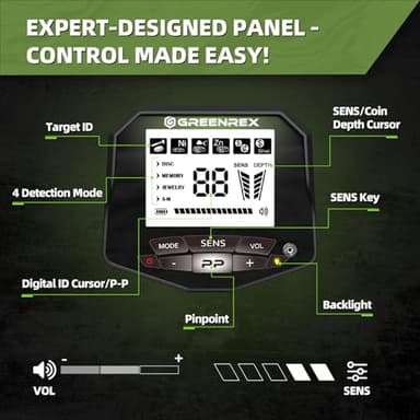 Metal Detector for Adults Professional, Waterproof Pinpoint, High Accuracy Gold and Silver Detection, Underwater and Beach Use, 10'' IP68 Coil, Bigger LCD, New Advanced DSP Chip - Image 3