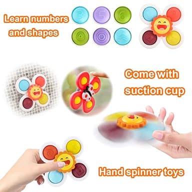 Suction Cup Spinner Toy for Baby - Suction Cup Fidget Spinner Toys Bath Toys Window Spinning Top Baby Toys 12-18 Months Christmas Birthday Gifts for 1 2 3 Boys Girls Sensory Toys for Toddlers 1-3 - Image 6