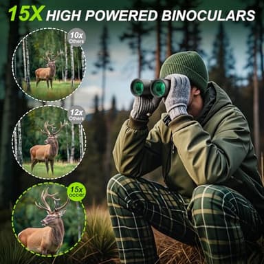 15x42 Binoculars for Adults High Powered - Occer HD Lightweight Travel Hunting Binoculars with Clear Low Light Vision for Bird Watching, Whale Watching, Camping -Green - Image 4