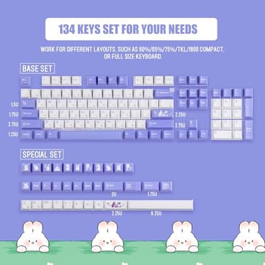 EPOMAKER Bunny 134 Keys Cherry Profile PBT Dye Sublimation Keycaps Set for Mechanical Gaming Keyboard, Compatible with Cherry Gateron Kailh Otemu MX Structure - Image 5