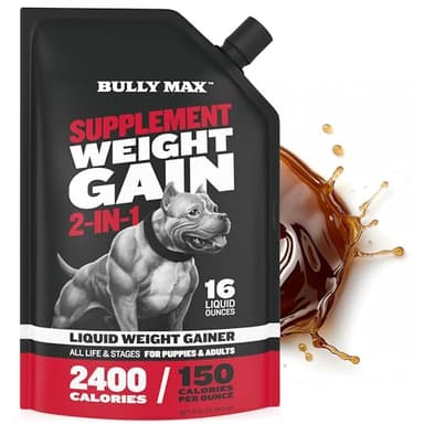 Bully Max Liquid Weight Gainer for Dogs – High Calorie Dog Supplement with Omega-3 & Whey Protein – 2-in-1 Multivitamin for Healthy Weight Gain – for Puppies & Adult Dogs – 16 oz - Image 1
