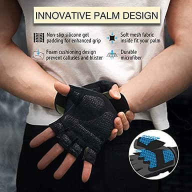ATERCEL Workout Gloves for Men and Women, Exercise Gloves for Weight Lifting, Cycling, Gym, Training, Breathable and Snug fit (Green, Large) - Image 4