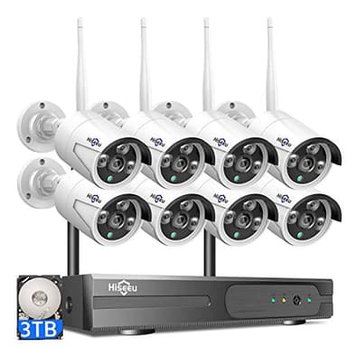 Hiseeu 2K Wireless Security Camera System, 10CH NVR Kit,8Pcs 3MP WiFi Surveillance Cameras for Home Indoor/Outdoor Use,Night Vision,Waterproof, Motion Detection, 3TB Hard Drive and DC Power Included - Image 1