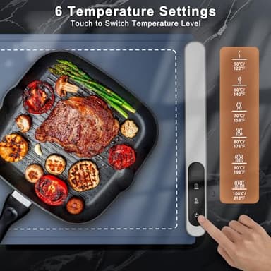 FYY Extra Large Warming Mat for Food - Rapid and Full Surface Heating, 6 Temp Settings, 6H Timer, Rollable Portable Food Warming Mat for Gatherings, Parties, Keep Meal Warm (XX Large Size, Navy) - Image 4