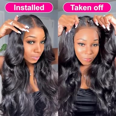 BVWCBJ 28 Inch 5x5 HD Lace Closure Wigs Human Hair Wear and Go Glueless Wigs Human Hair Pre Plucked Pre Cut 180% Density Body Wave Lace Front Wigs Human Hair for Women - Image 2