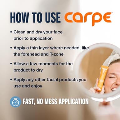 Carpe Sweat Absorbing Face Lotion for Oily Skin Control, Mattifying Face Lotion with Moisturizing Hyaluronic Acid and Squalane, Fragrance Free, 1.35 oz - Image 5