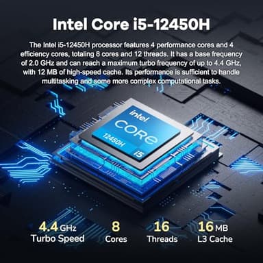 NIMO 15.6 FHD-Laptop, 8 cores Intel i5-12450H 32GB RAM 1TB SSD (Beat AMD R5 5500U,up to 4.4 GHz) 100W Type C IPS Business Laptop-Computer with Backlit Keyboard Fingerprint WiFi6 Win 11 - Image 2