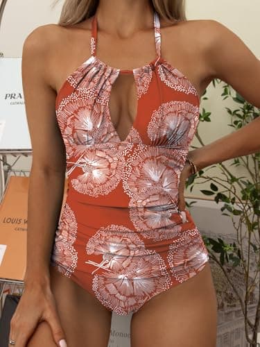 B2prity Women's Slimming One Piece Swimsuits Tummy Control Bathing Suit Halter Swimwear for Big Busted Curvy Woman - Image 3