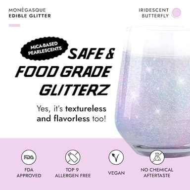 MONÉGASQUE Iridescent Edible Glitter for Drinks 10g – Halloween Edible Glitter for Cakes & Cocktails - Cocktail & Drink Shimmer Powder - Food Decorating Sprinkles, Cupcakes, & Cake Decorations Spray - Image 3