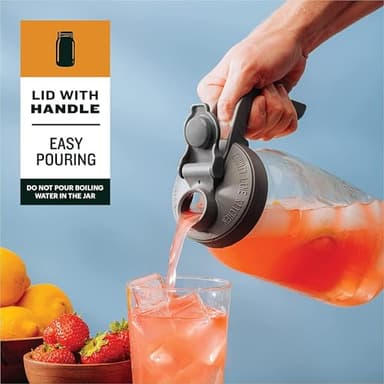 County Line Kitchen Wide Mouth Mason Jar Pour Spout Lid - Flip Cap Drinking/Canning Lids - Handle & Airtight Leak-Proof Seal - Accessories for Pitcher - Fits 32 oz & 64 oz, Black - 1 Pack - Image 2