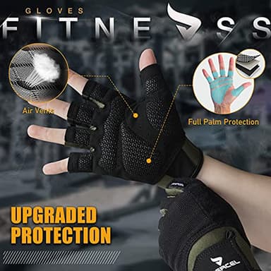 ATERCEL Workout Gloves for Men and Women, Exercise Gloves for Weight Lifting, Cycling, Gym, Training, Breathable and Snug fit (Green, Large) - Image 2