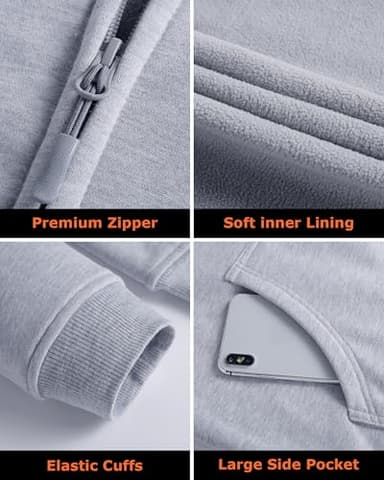 Venustas Unisex Heated Hoodie with Battery Included, Heated Jacket for Women and Men Grey - Image 3