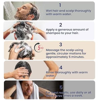 Uttse Biotion Hair Growth Shampoo for Men: Natural Thickening Shampoo with Tea Tree Oil Ginseng Mint for Hair Loss and Thinning Hair - 10.1 fl.oz, Dark Blue - Image 4