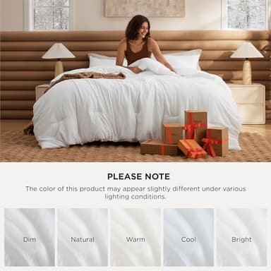 Bedsure King Size Comforter Set, White Soft Prewashed Bedding for All Seasons, 3 Pieces GentleSoft™ Warm Down Alternative Bed Set, 1 Lightweight Comforter (104"x90") and 2 Pillowcases (20"x36") - Image 7