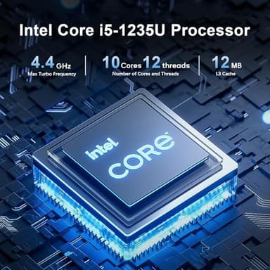 Beelink EQI12 Mini PC,Intel 12th Gen Core i5-1235U (10C/12T,up to 4.4GHz),Mini Computer with 32GB DDR4-3200MHz RAM 500GB M.2 2280 PCle 4.0x4 SSD,4K Dual Screen Display/Dual LAN/USB3.0/WiFi6/BT5.2 - Image 2