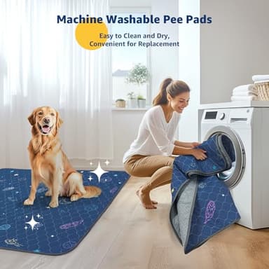 LOOBANI Washable Pee Pads for Dogs: Large Dog Pee Mat Waterproof 48" x 48", 2 Pack Reusable Pet Whelping Potty Training Pads Absorbent for Floor, Sofa, Playpen, Couch, Cage, Crate, Blue - Image 6