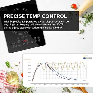 Nuwave Portable Induction Cooktop, NSF-Certified Single Electric Burner, 94 Precise Temp Range, Large 8” Heating Coil, Perfect for Professional & Commercial Settings, Shatter-Proof Glass Surface - Image 4