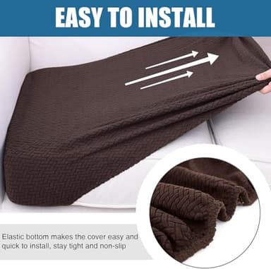 Smiry Waterproof Couch Cushion Covers, Stretch Jacquard Thick Sofa Cushion Covers, Washable Seat Slipcover Elastic Furniture Protector for Pets, Kid (Medium, Chocolate) - Image 4