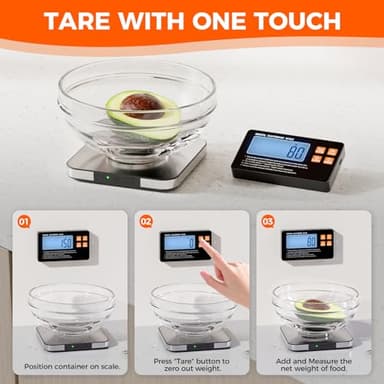 Food Scale with Split Wireless LCD Display, 33lb Digital Kitchen Scale with 7 Units Tare Function, 0.1oz High Accurate Smart Cooking Scale for Baking/Cooking/Meal Prep/Milk/Dieting - Image 6