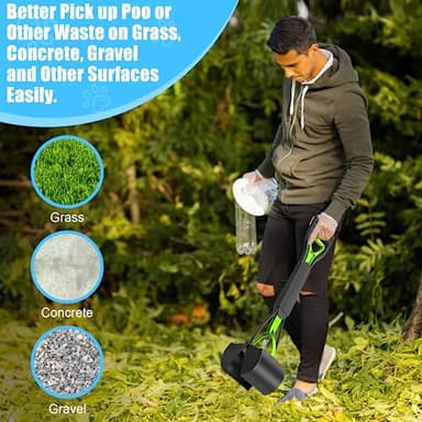 VacFreKep 80cm Pet Pooper Scooper for Dogs and Cats with Long Handle High Strength Material and Durable Spring for Easy Grass and Gravel Pick Up(Green) - Image 4