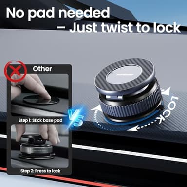 Car Phone Holder for Magsafe [96LBS Ultra Vacuum Suction+2800gf Ultra Magnetic] Car Phone Mount 360° Adjustable, Phone Holders for Your Car for iPhone 17 Pro Max 16 15 14 13 12 Air Plus (Carbon Fiber) - Image 4