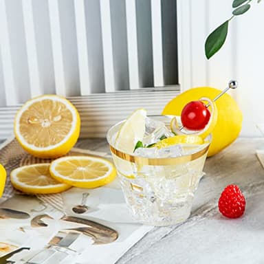 Ciaell 200PCS Gold Plastic Cups - 9Oz Heavy Duty Disposable Clear Plastic Cups with Gold Rim for Wine, Cocktail, Party & Wedding & Thanksgiving - Image 3