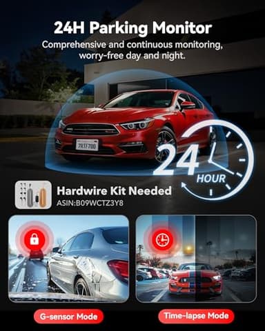 REDTIGER 4K Dash Cam Front and Rear, STARVIS 2 Sensor, 64GB Card Included, 4K/2.5K+1080P Dual Dash Camera for Cars Built-in WiFi GPS, 3.18 Inch IPS Screen, 170° Wide Angle, Parking Monitor (F7N Pro) - Image 5