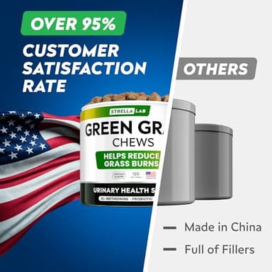 STRELLALAB Green Grass Dog Chews - Dog Pee Grass Helper - Supplement Urine Neutralizer for Grass Burn Spots - Grass Treatment for Pet Urine - Pee Lawn Repair Treats with Probiotics - Made in USA - Image 8