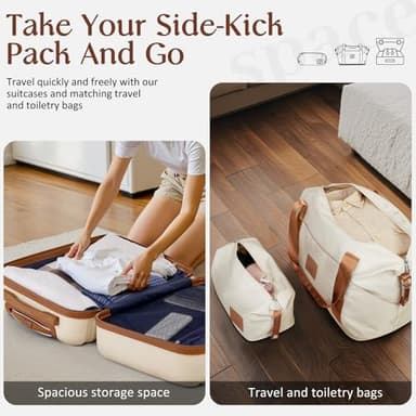 Coolife Suitcase Set 3 Piece Luggage Set Carry On Hardside Luggage with TSA Lock Spinner Wheels (White, 5 piece set) - Image 6