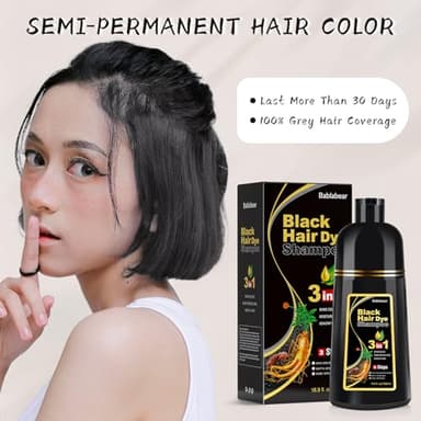 Bablabear Black Hair Dye Shampoo for Gray Hair, Semi-Permanent Hair Color Shampoo for Women and Men, Herbal Ingredients, 3 in 1 100% Grey Coverage.Lasts 30 Days/500ml/Natural herbal Ingredients - Image 5