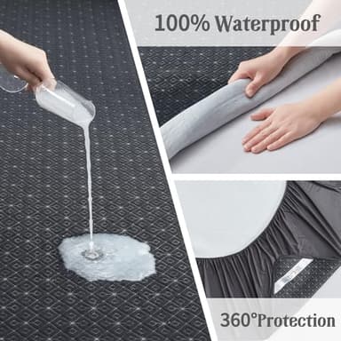 BEDLORE Queen Mattress Protector, Waterproof Noiseless Mattress Cover with Deep Pocket for 6-18 inches Mattress, Soft Breathable Mattress Pad Machine Washable (Dark Gray) - Image 4