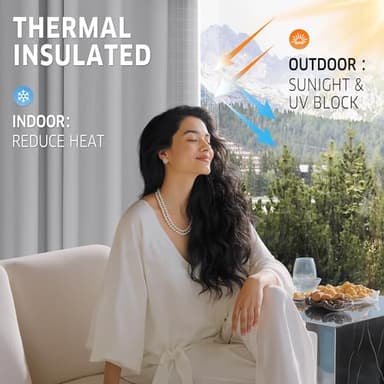 RYB HOME Patio Curtain Outdoor - Extra Wide Blackout Curtains Waterproof Windproof Privacy Outdoor Indoor Curtains for Porch Gazebo Pavilion, Wide 100 x Long 84 Inch, Light Grey - Image 4