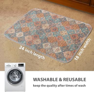 nunubaby Washable Pee Pads for Dogs, Stylish, Non-Slip and Leak-Proof Pee Mat. ultra-absorbent Reusable potty pad for Crates and Floors.(Cream/Multi, 18" x24" ) - Image 4