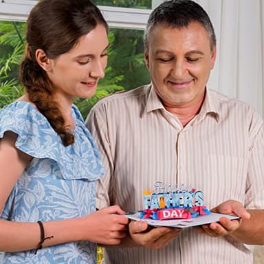 Paper Love Happy Fathers Day Pop Up Card, Gift For Dad, Husband, Son, Anyone - 5" x 7" Cover - Includes Envelope and Note Tag - Image 3