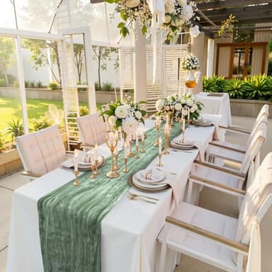 Pusunas 2 Pack Cheesecloth Table Runner 10Ft Gauze Table Runners Sage Green Cheese Cloths Table Runner for Wedding Baby Bridal Shower Decorations Birthday Party Disposable Table Skirts - Image 5