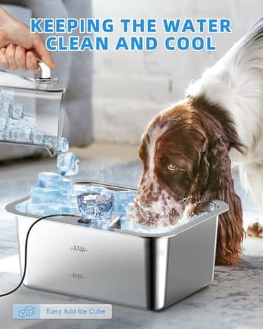 Lesotc Dog Water Fountain for Large Dogs, 11L/3Galon Stainless Steel Large Pet Water Fountain with 4 Filters, Automatic Dog Water Bowl Dispenser, Ultra-Quiet Pump, Ideal for Multi-Pet Home - Image 6