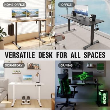 Veken 47.2 Inch Electric Standing Desk, Height Adjustable Sit Stand Up, Wood Desktop, Work Home Office Computer PC Desks, Gaming Writing Study Bedroom Rising Table, Tall Standup Workstation, White - Image 8