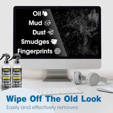 Screen Cleaner Spray 14oz (7oz x 2 Pack) - TV Screen Cleaner Spray and 2 Microfiber Cloths, Computer Screen Cleaner & Car Screen Cleaner for TV, Monitor, Laptop, MacBook, iPad and Electronic Devices - Image 4