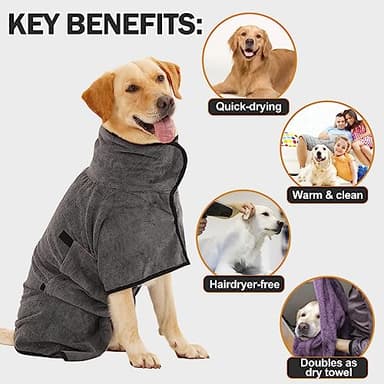 HezzLuv Super Absorbent Dog Bathrobe, Microfiber Dog Drying Coat Dog Bath Robe Towel for Small, Medium & Large Dogs, Quick Drying, Warm Keeping Dog Robes for After Bath Supplies - Image 4