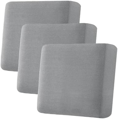 H.VERSAILTEX Super Stretch Individual Seat Cushion Covers - Sofa & Couch Cushion Slipcover Sets - Thick Jacquard Textured Twill Fabric (3 Piece XL, Dove - Image 3